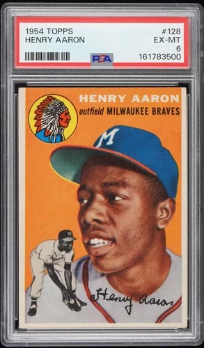 1954 Topps #128 Hank Henry Aaron PSA 6 RC Rookie AMAZING EYE APPEAL