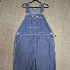 NEW Dickies Coverall Bib Overall Workwear Cotton Denim Adjustable Strap 42x32