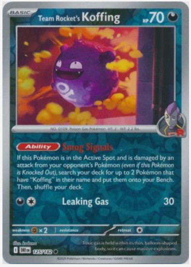 TEAM ROCKET'S KOFFING 125/182   - Destined Rivals – Reverse Holo  - NM/M