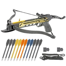Pistol Crossbow Self-Cocking 80 LBS with Adjustable Sights, 3 Aluminium Arrow...