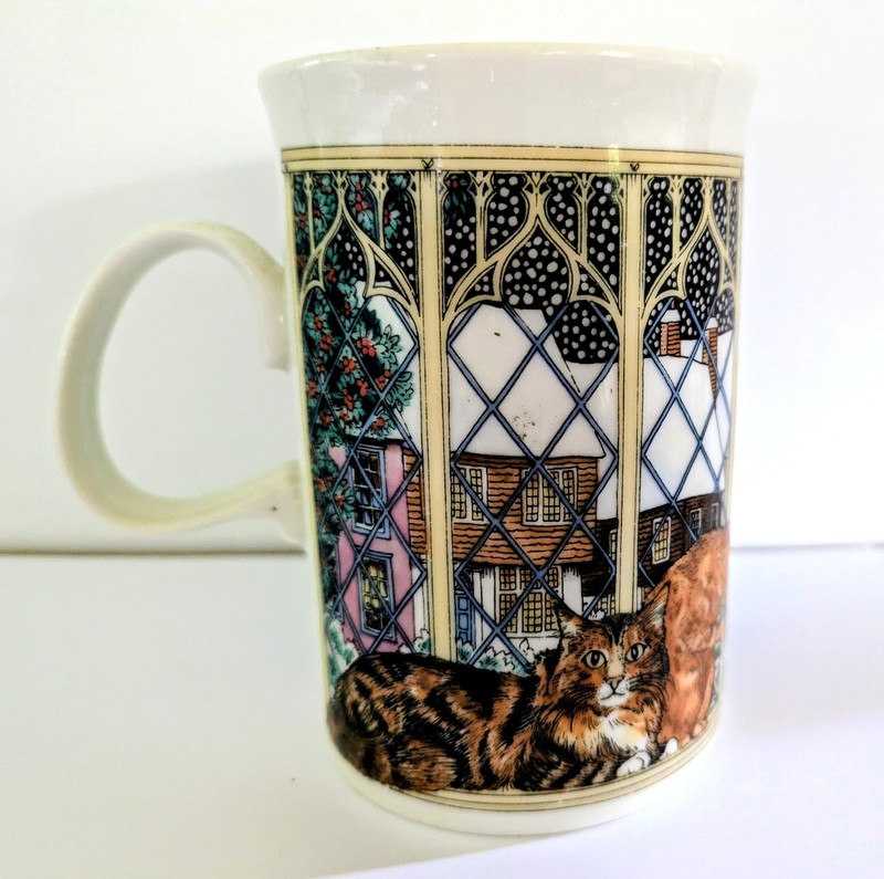 Vintage Dunoon Mug/Cup with Tuxedo and Orange Cats Made in Scotland