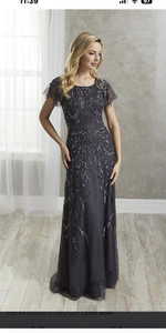 NWT Christina Wu Metallic Embellished Lace Long Evening sz 14 wedding beaded