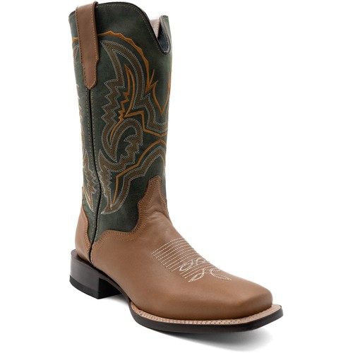 Stivali Western Justin Boots Caddo In Pelle Marrone, Punta Quadrata, Uomo, Larga E