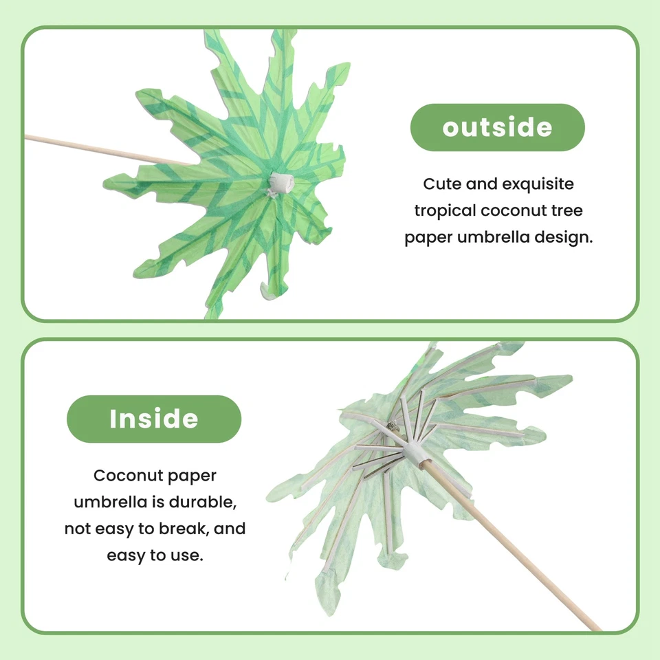 Palillos de dientes de árbol de coco verde paraguas palillos de dientes hechos a mano cóctel4404 Foto 4 de 4