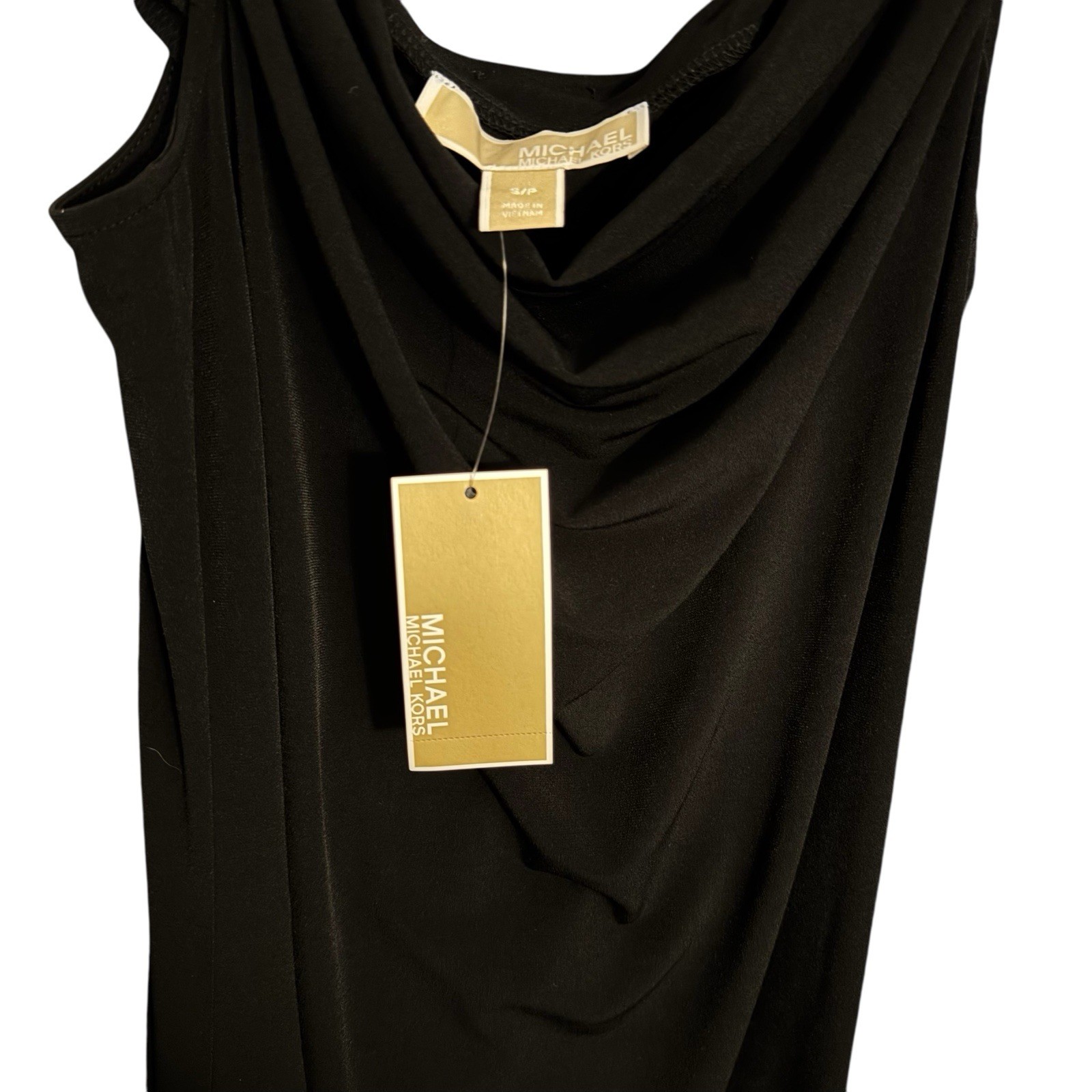 NEW Michael Kors Black Dress Crystal Rhinestone Strap Drape Sz S/P NWT MSRP $125 thumbnail 16