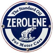 VINTAGE STANDARD ZEROLENE GASOLINE PORCELAIN SIGN GAS STATION MOTOR OIL GARAGE