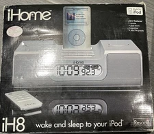 iHome iH8 Docking Station Alarm Clock AM/FM Radio iH8BR Black New