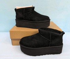 UGG Classic Ultra Mini Platform Lined Comfort Women's Boot US 6 Black 1135092