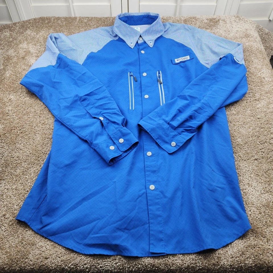 Camisa Columbia Para Hombre Omni Freeze Zero Manga Larga Azul M Sudor Activado Enfriamiento Foto 3 de 4