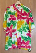 Jams World Mens XL Made in Hawaii Orchadia Pink  Yellow Floral Print Shirt