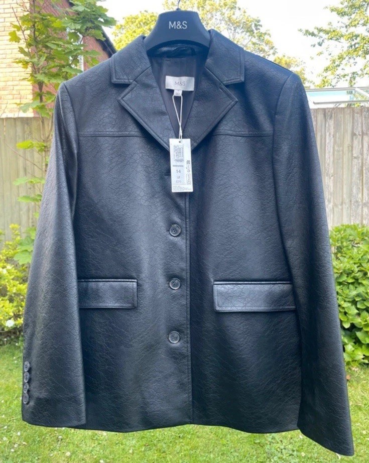 Bnwt M&S Faux Pebbled Leather Jacket Absolutely Stunning Sz 14 Rrp £70 image 9