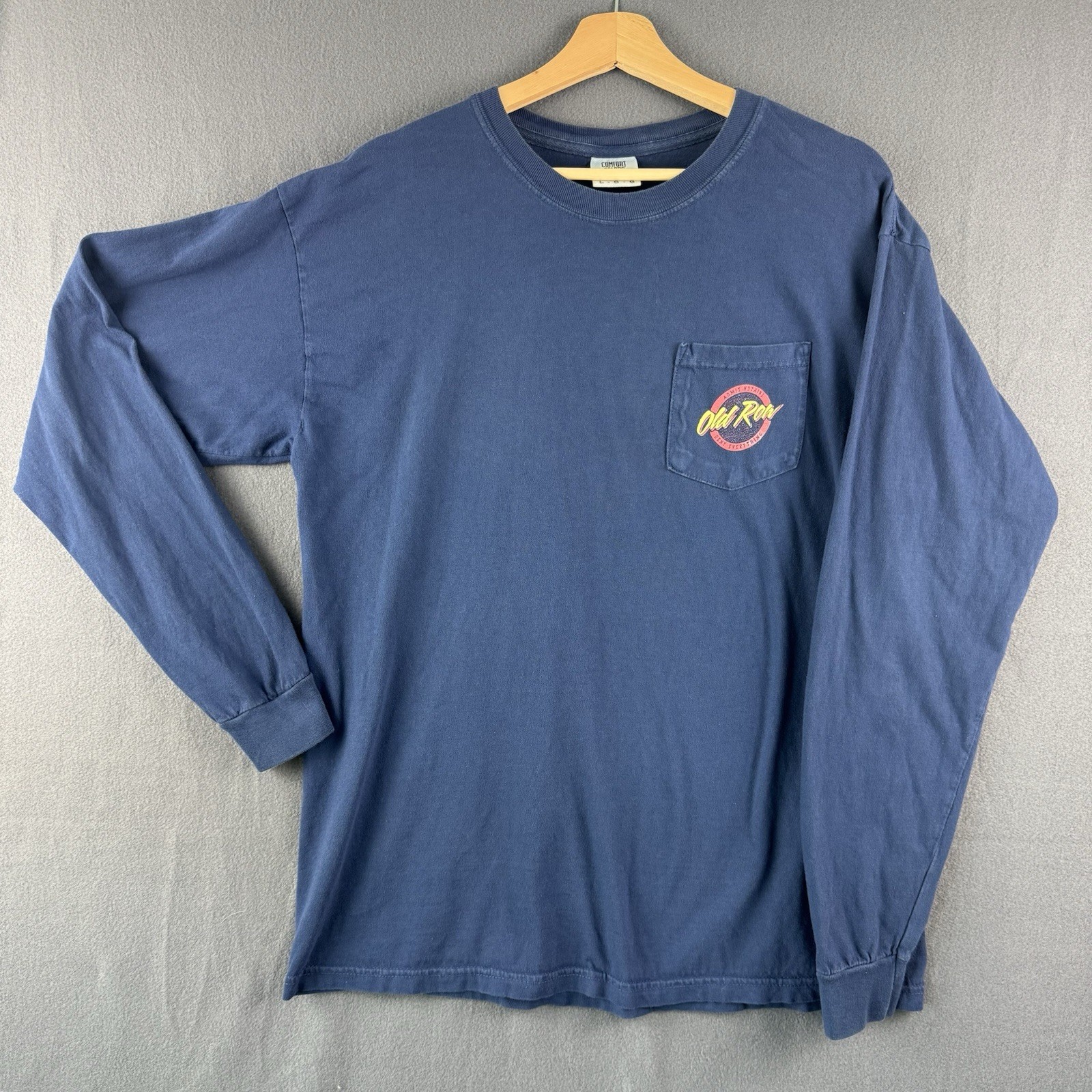 T shirt vecchia fila uomo blu stampa posteriore cerchio logo tasca anteriore maglietta comoda 0065