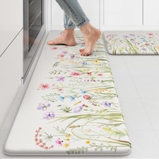 Kitchen Mats Set Farmhouse Floral 17 x47 17 x29 Cushioned Non Slip KIMODE Anti