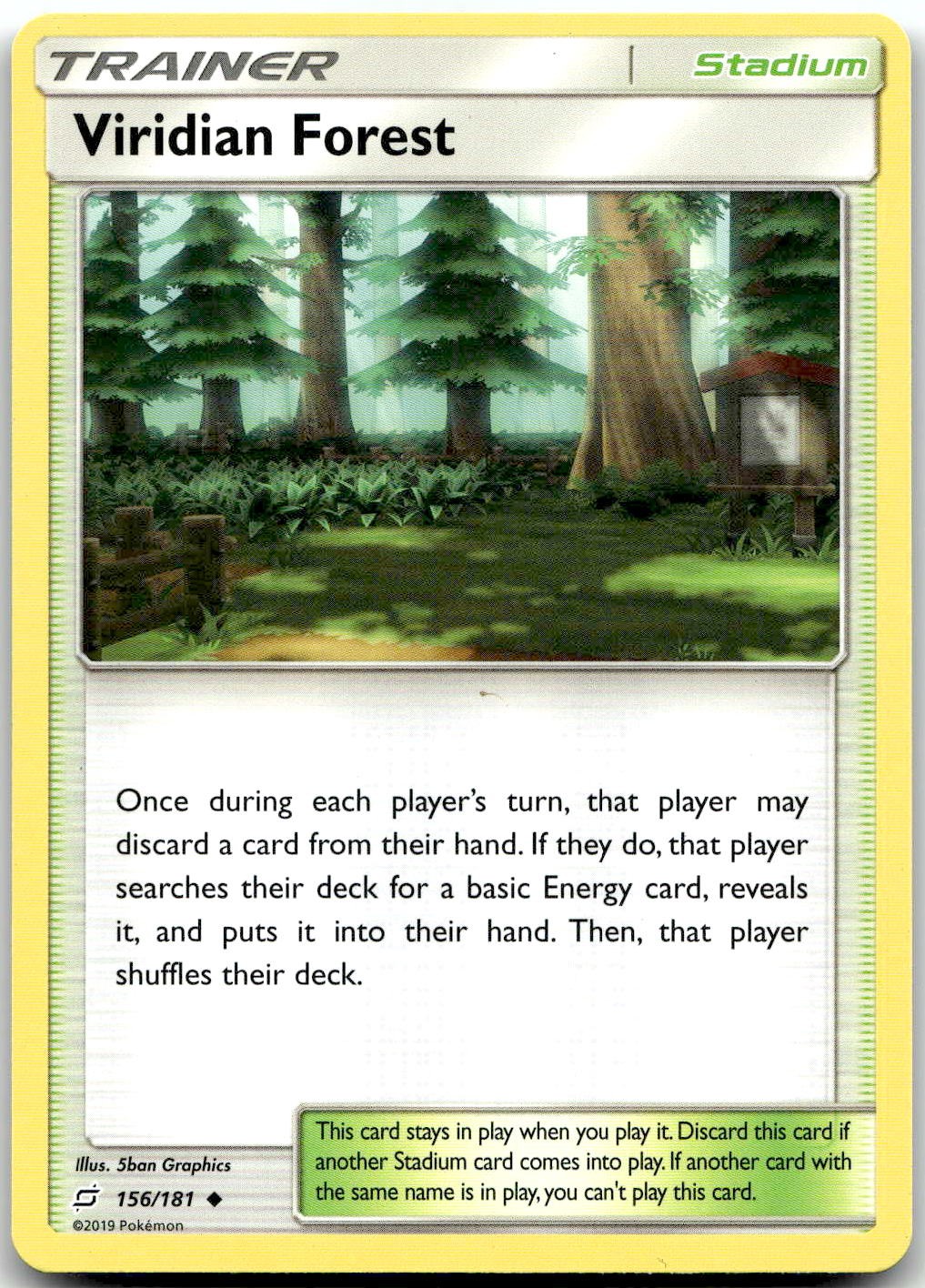 Pokemon Viridian Forest Team Up SM9 #156/181 Uncommon LP