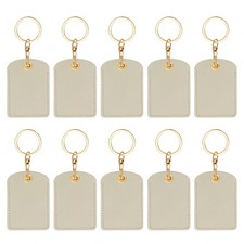 10pcs Leather Keychain,70mm Sublimation Keychain Blanks,Rectangular,Grey