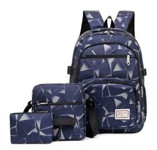 Mochila para niños para escuela - Mochila para niños con juego de lonchera bolsa geométrica para libros...
