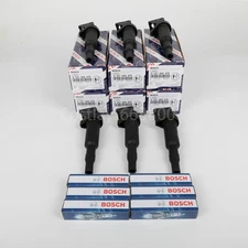 GENUINE Bosch 6x Ignition Coils 0221504470 + 6x Spark Plug 12122158253 For BMW