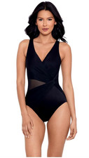 182 Miraclesuit Circe One Piece in Black Swimsuit size 12 NEW 6523038