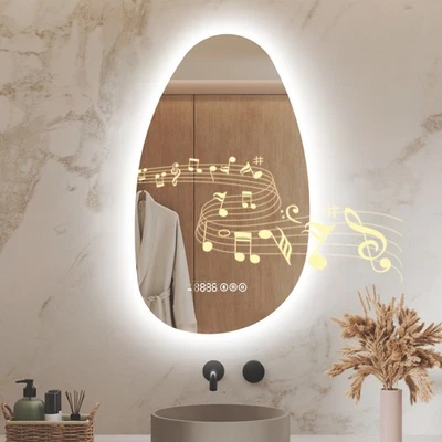 S'AFIELINA Illuminated Bathroom Mirror with Bluetooth LED light Bluetooth Dimmable Demister