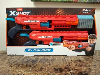 Zuru X Shot 2x Excel Caliber Pump-Action Dart Blasters w/ 24 Foam Darts B2