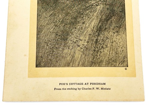 Vintage EDGAR ALLAN POE Druck Radierung Poes Cottage in Fordham Geschichte Halloween - Bild 2 von 5