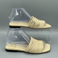 NEW Marc Fisher Women  s Maddie Flat Sandals Cream Size 6.5M