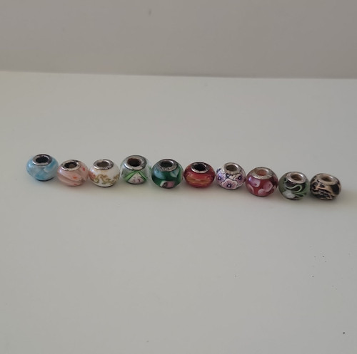 Pandora Multicolor Glass Rondelle Loose Beads Glossy Set of 10 925 silver