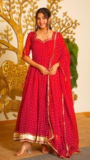 Women's Digital Print Anarkali Suit Set with Dupatta  Pants  Indian Ethnic