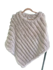 Donna Salyers Fabulous Furs Knit Faux Fur Plush Poncho Cape one size