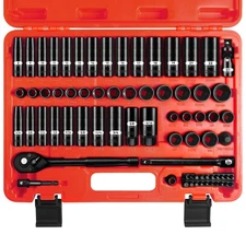 3/8 Inch Drive Impact Socket Set, 72 PCS Standard SAE(5/16"- 3/4") & Metric(8...