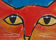 ACEO Fox Cat Painting Original Collectible Contemporary Art By Samantha McLean