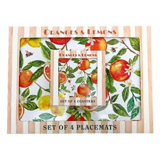 Oranges & Lemons Placemats and Coasters Set, 8-piece Table Place Mats & Coasters