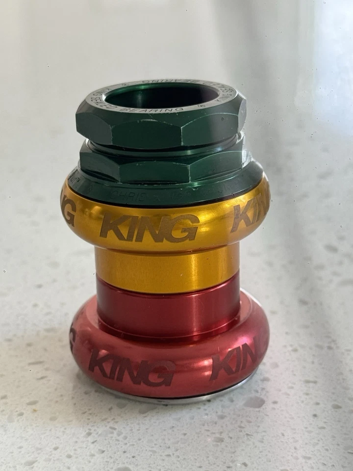 Chris King Gripnut Roscado Externo Copa Auriculares 1" Bicicleta de Carretera MTB “RASTA” Foto 4 de 4