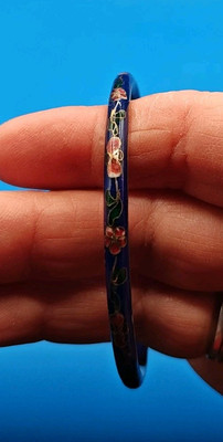 VINTAGE CHINESE MULTI COLOURED FLOWER ENAMEL CLOISONNE BANGLE       