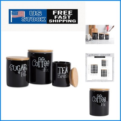 3-Piece Black Ceramic Canister Set - Stylish Storage for Your Kitchen Essentials