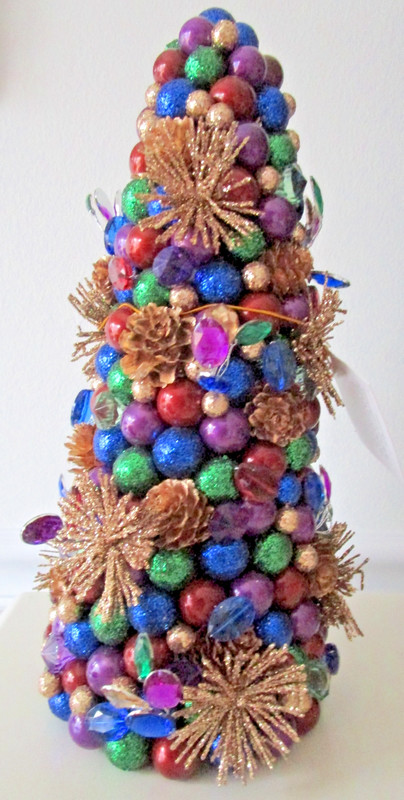 SALZBURG CREATIONS 12" Glittery Purple Blue Green Gold CENTERPIECE XMAS TREE~NWT