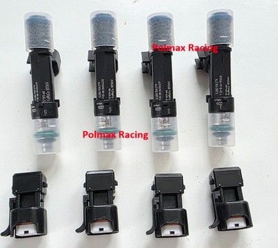 4 New Authentic Bosch EV6 52lb 550cc fuel injectors 0280158279 and 4 EV1 plugs
