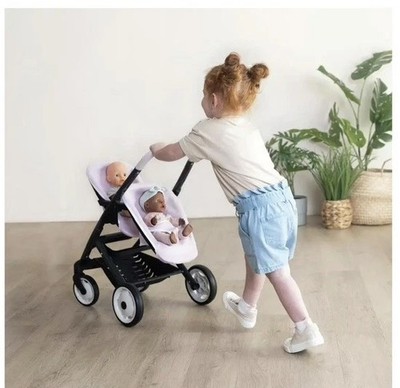 Smoby Maxi-Cosi Zwillingskinderwagen für Puppen in Blush Pink Spielzeugkinderwagen Buggy 