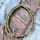 20" NAVAJO Pearl Desert Turquoise Carnelian Native Saucer Beads Western Necklace — photo 3