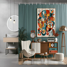 Abstract Geometric Art Shower Curtain, Colorful Modern Graphic Print