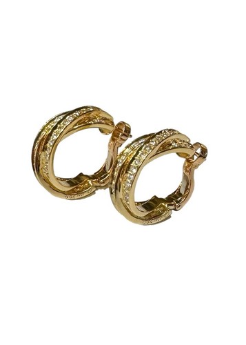 Cartier 18K Yellow Gold Diamond Trinity Hoop Earrings - Picture 8 of 10
