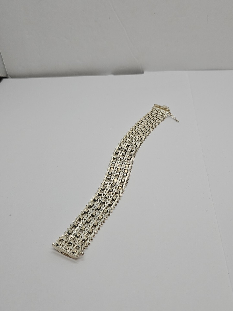 ヴィンテージ 刻印 ITALY MILOR ゴールド ブレスレット Sterling Silver .925 Goldtone Signed MILOR Italy Diamond Cut