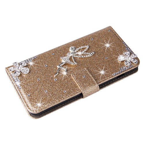 3D Bling Angel Diamond Wallet Phone Case For Samsung S20 FE S 6 7 8 9 Plus S10E - Picture 7 of 18