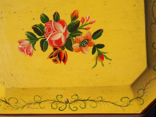 Roses Memory Keepsake Tea Box Painted and Made to Look Old Yellow Shabby Rustic - Picture 6 of 8