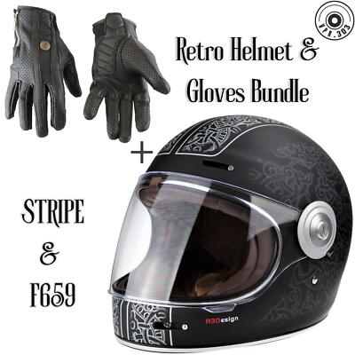 Motorrad Motorrad Integralhelm Retro ECE Fiberglas Sturzdeckel Gratis Handschuhe