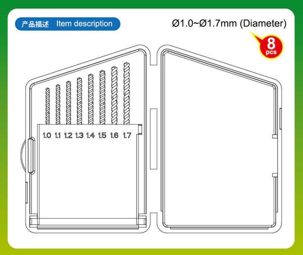 Trumpeter Master Tools 09955 Miniatur Bohrerset 2 1.0-1.7Mm 8 Teilig Modellbau-image