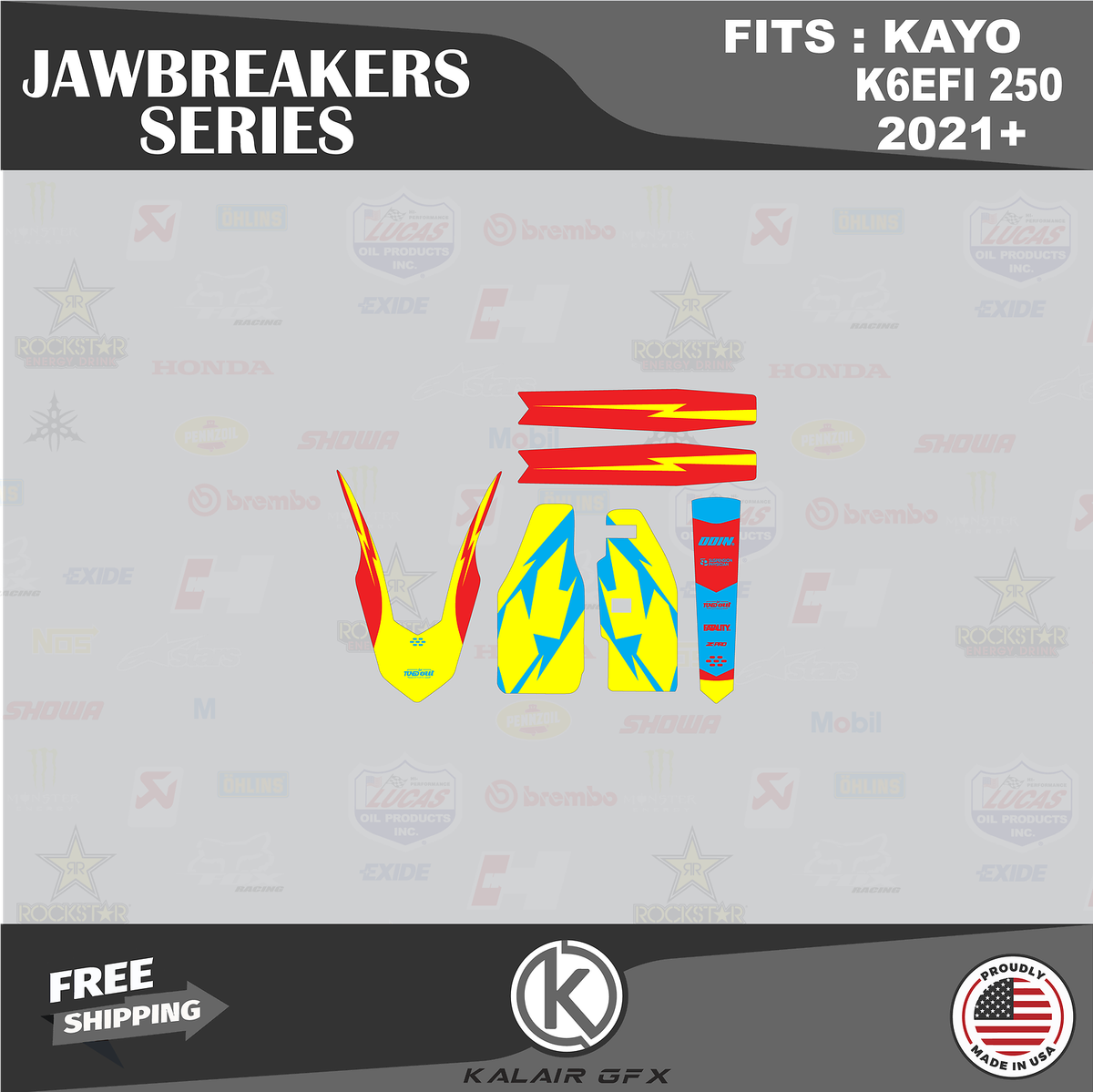 Graphics Kit for KAYO K6EFI 250 Dirt Bike (2021+) Jawbreakers