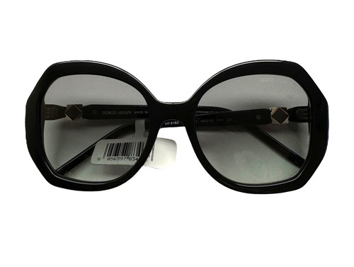Giorgio Armani Sunglasses AR 8180 Gloss Black Pale Gold Logo Chain with Case - Picture 9 of 13