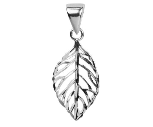1x 925 Sterling Silver Leaf Pendant for Necklace + Gift Bag - 第 1/1 張圖片
