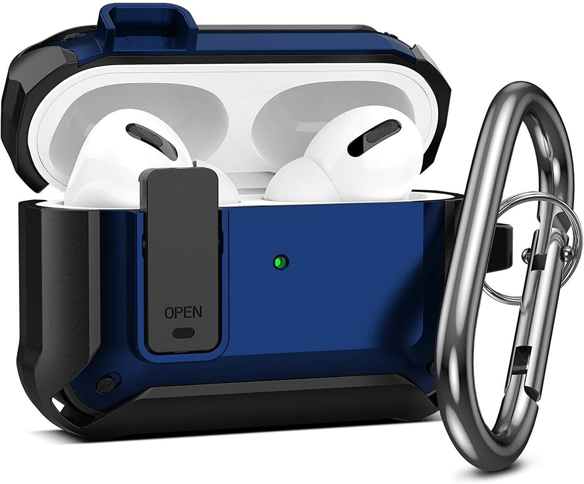 AIRPODS PRO PROTECTIVE CASE, RUGGED SHOCKPROOF WIRELESS CHARGING HARD SHELL  BLUE